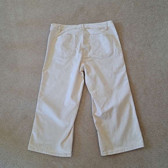Liz Claiborne Wide Leg Jeans Women's Size 10 Cream Denim Cropped Capri Pant - Picture 6 of 10